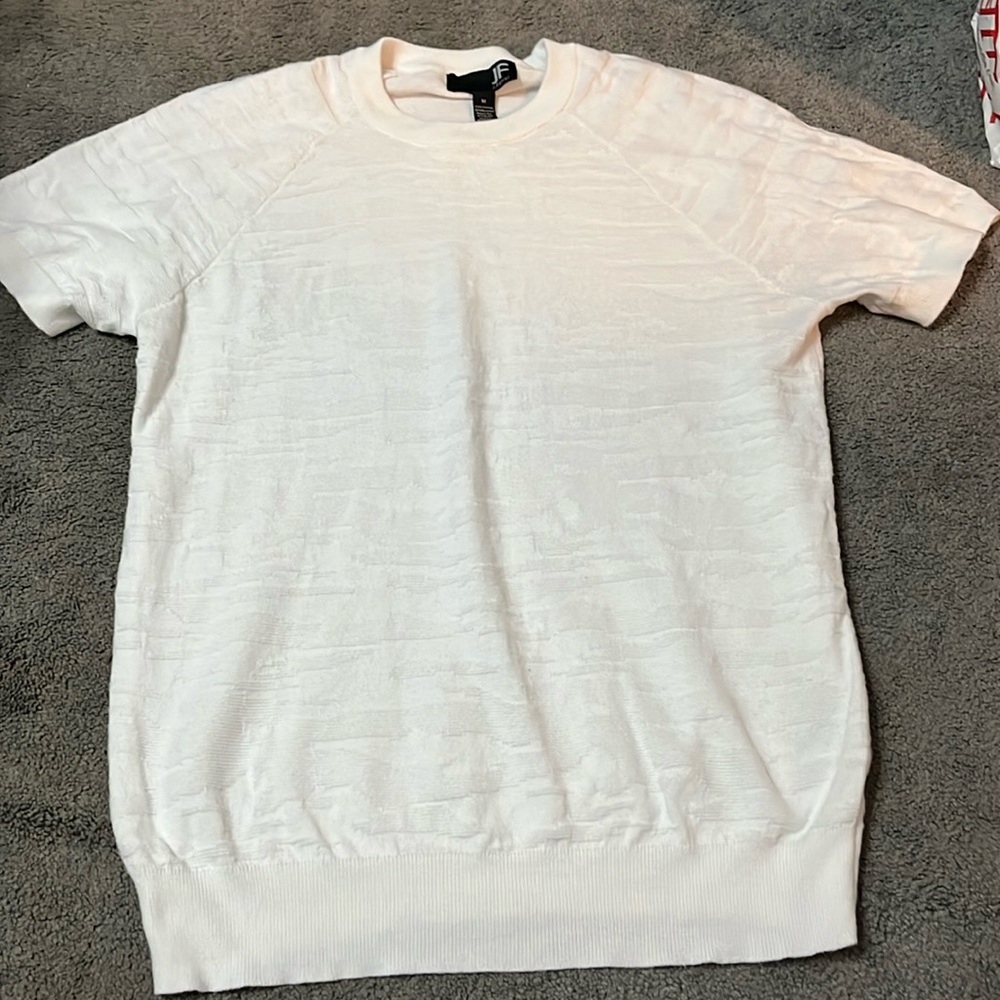JF J.Ferrar Short Sleeve White Sweater Top